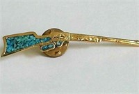 GOLD TONE VINTAGE RIFLE WITH BLUE MICRO MOSAIC