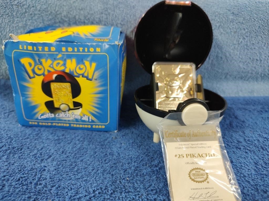 Vintage Pokemon Ball with Gold Plated Pikachu