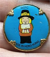 Vintage Hong Kong Thanksgiving Pilgrim Pin HAT