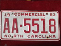 1993 NC License Plate