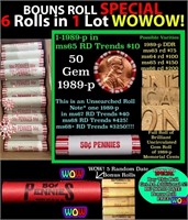 THIS AUCTION ONLY! BU Shotgun Lincoln 1c roll, 198