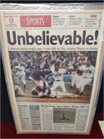 Unbelievable! braves Win 1992 Laminated Newspaper