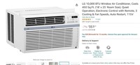 B8278 LG 10000 BTU Window Air Conditioner