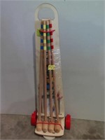 NEWER FRENCH CROQUET SET 34" HANDLE LENGTH