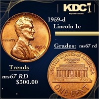 1959-d Lincoln Cent 1c Grades GEM++ Unc RD