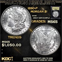 ***Auction Highlight*** 1890-p Morgan Dollar $1 Gr