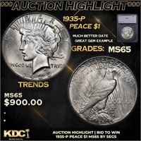 ***Auction Highlight*** 1935-p Peace Dollar $1 Gra