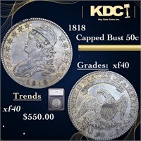 1818 Capped Bust Half Dollar 50c Graded xf40 By SE