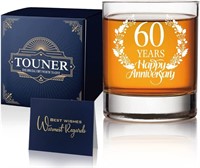 TOUNER 60th Anniversary Whiskey Glasses  60Yr Gift