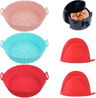 3pcs 7.9in Silicone Air Fryer Pot for 3.6-6.8QT