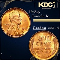 1945-p Lincoln Cent 1c Grades Gem+ Unc RD