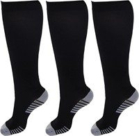 3 Pack Wide Calf Compression Socks  Women & Men