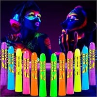 12 Pcs Glow in Dark UV Fluorescent Face Crayons