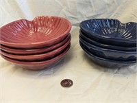 8 Leaf Bowls-4 Blue and 4 Red