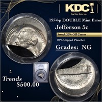 PCGS 1974-p Jefferson Nickel DOUBLE Mint Error 5c