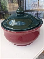 Green & Red Ceramic Round Casserole Dish
