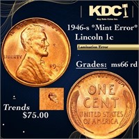 1946-s Lincoln Cent *Mint Error* 1c Grades GEM+ Un