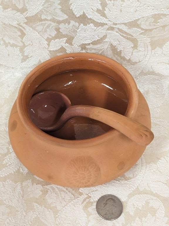 Small Pottery Bowl & Spoon