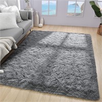 Soft Grey Rug 4'X6'  Washable  for Living Room
