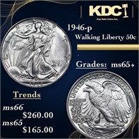 1946-p Walking Liberty Half Dollar 50c Grades GEM+