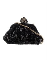 Dolce & Gabbana Black Satin Sequined Evening Bag