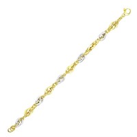 14k 2tone Gold Interwoven Multi-textured Bracelet