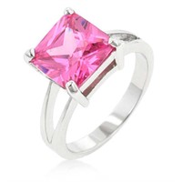 Elegant Princess 5.00ct Pink Topaz Solitaire Ring