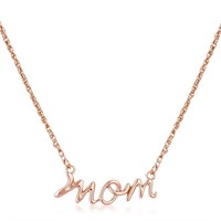 18k Rose Gold Plated "mom" Script Necklace