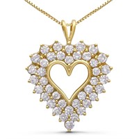 14k Goldpl 4.00ct Diamond Open Heart Necklace