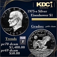Proof 1973-s Silver Eisenhower Dollar $1 Graded pr