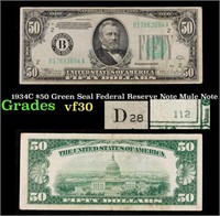 1934C $50 Green Seal Federal Reserve Note Mule Not