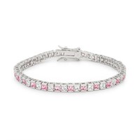 Princess 10.80ct Pink & White Tourmaline Bracelet