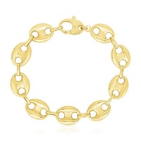 14k Gold Lite Puffed Mariner Link Bracelet