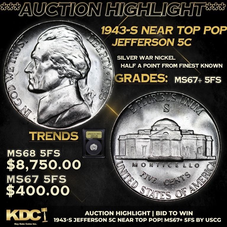 ***Auction Highlight*** 1943-s Jefferson Nickel Ne