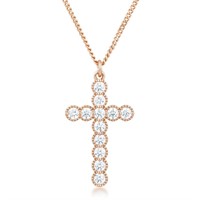 Rose Gold Plated 1.68ct White Topaz Cross Necklace
