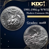 1991-1995-p WWII Modern Commem Half Dollar 50c Gra