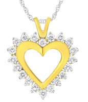 10k Goldpl 1.05ct Diamond Open Heart Necklace