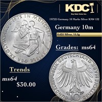 1972D Germany 10 Marks Silver KM# 132 Grades Choic