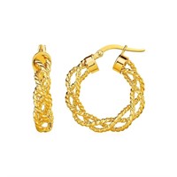 14k Gold Textured Braided Hoop Earrings