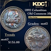 1892 Columbian Old Commem Half Dollar 50c Grades S
