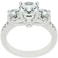 Sparkling 2.80ct White Sapphire 3-stone Ring