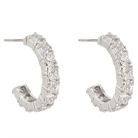 Elegant Trillion 9.00ct White Topaz Hoop Earrings