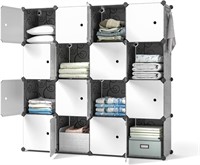 16-Cube Storage Closet Organizer  Black/White