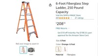 B1913 6-Foot Fiberglass Step Ladder 250 Capacity