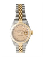 18k Gold Rolex Datejust Champagne Dial Ss Watch
