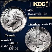 1948-d Roosevelt Dime 10c Grades Gem++ Full Torch