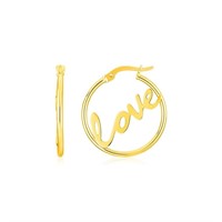 14k Gold Love Hoop Earrings