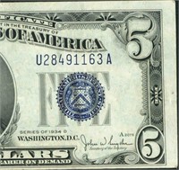 $5 1934 D Silver Certificate ((VF+))