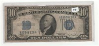 1934 $10 Silver Certificate  Note