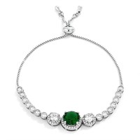 Round 5.95ct Emerald & White Topaz Bolo Bracelet